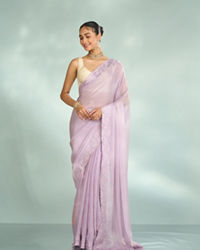 Mohey Women Purple Organza Splendor Saree
