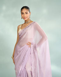 Mohey Women Purple Organza Splendor Saree