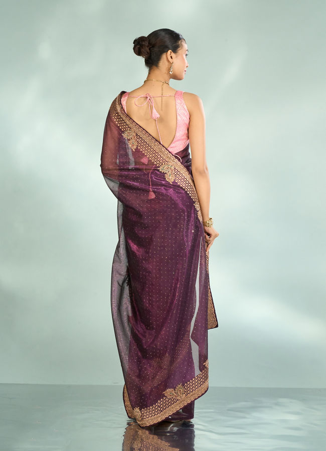 Mohey Women Enchanting Wine Festive Saree