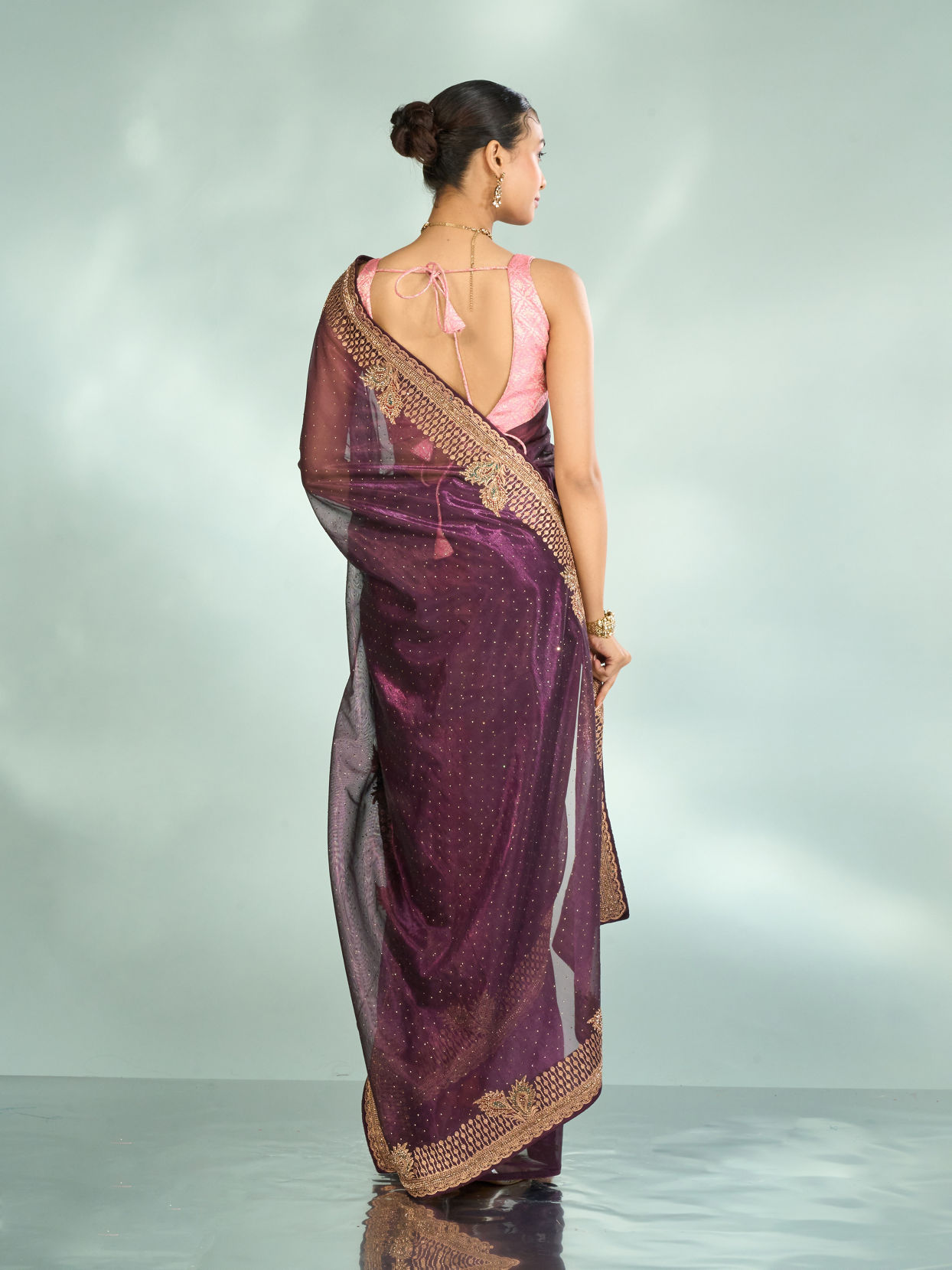 Mohey Women Enchanting Wine Festive Saree