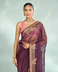 Mohey Women Enchanting Wine Festive Saree