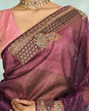 Mohey Women Enchanting Wine Festive Saree