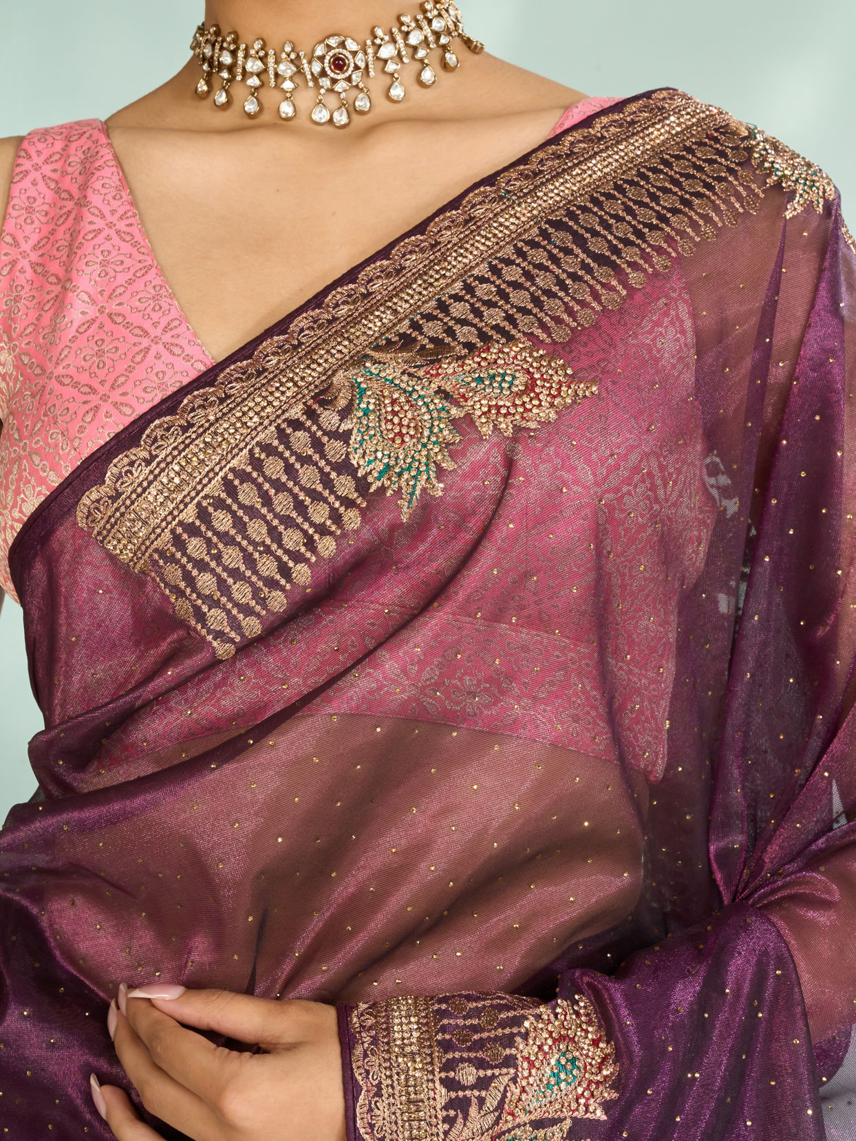 Mohey Women Enchanting Wine Festive Saree