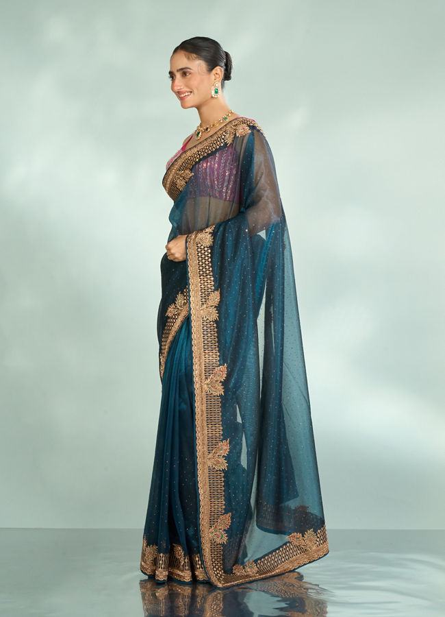 Mohey Women Minimally Blue Saree