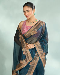 Mohey Women Minimally Blue Saree
