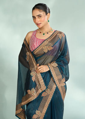 Mohey Women Minimally Blue Saree