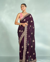 Mohey Women Wine Elegance Saree