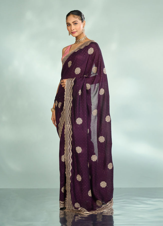 Mohey Women Wine Elegance Saree