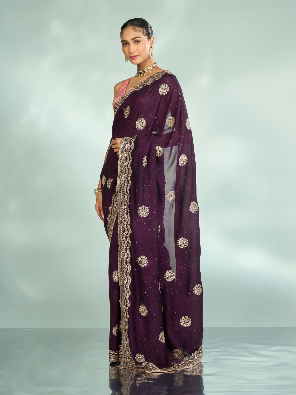 Mohey Women Wine Elegance Saree