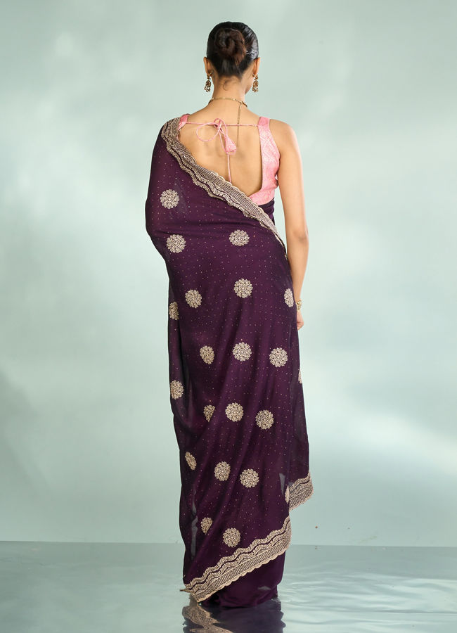 Mohey Women Wine Elegance Saree