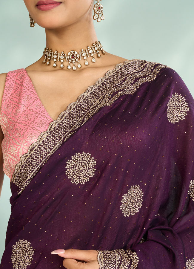 Mohey Women Wine Elegance Saree