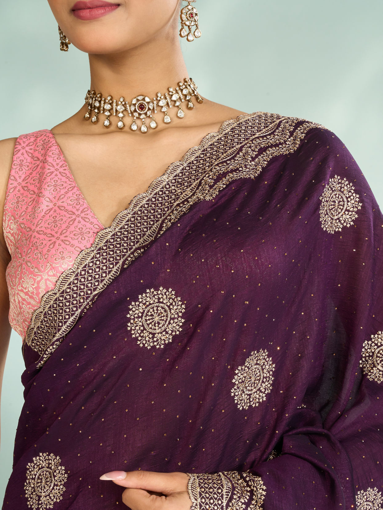 Mohey Women Wine Elegance Saree