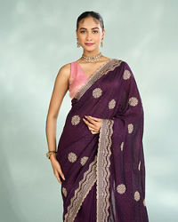 Mohey Women Wine Elegance Saree