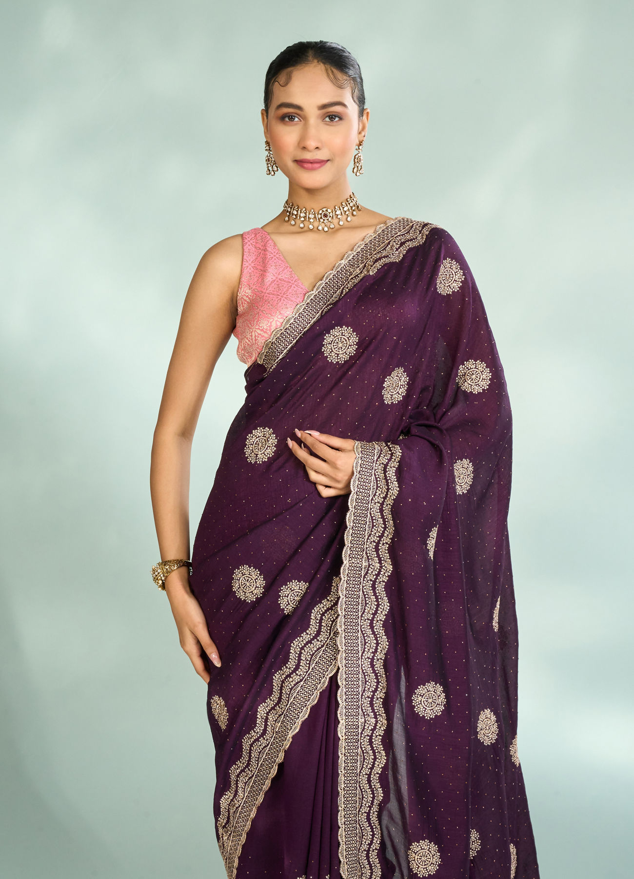 Mohey Women Wine Elegance Saree