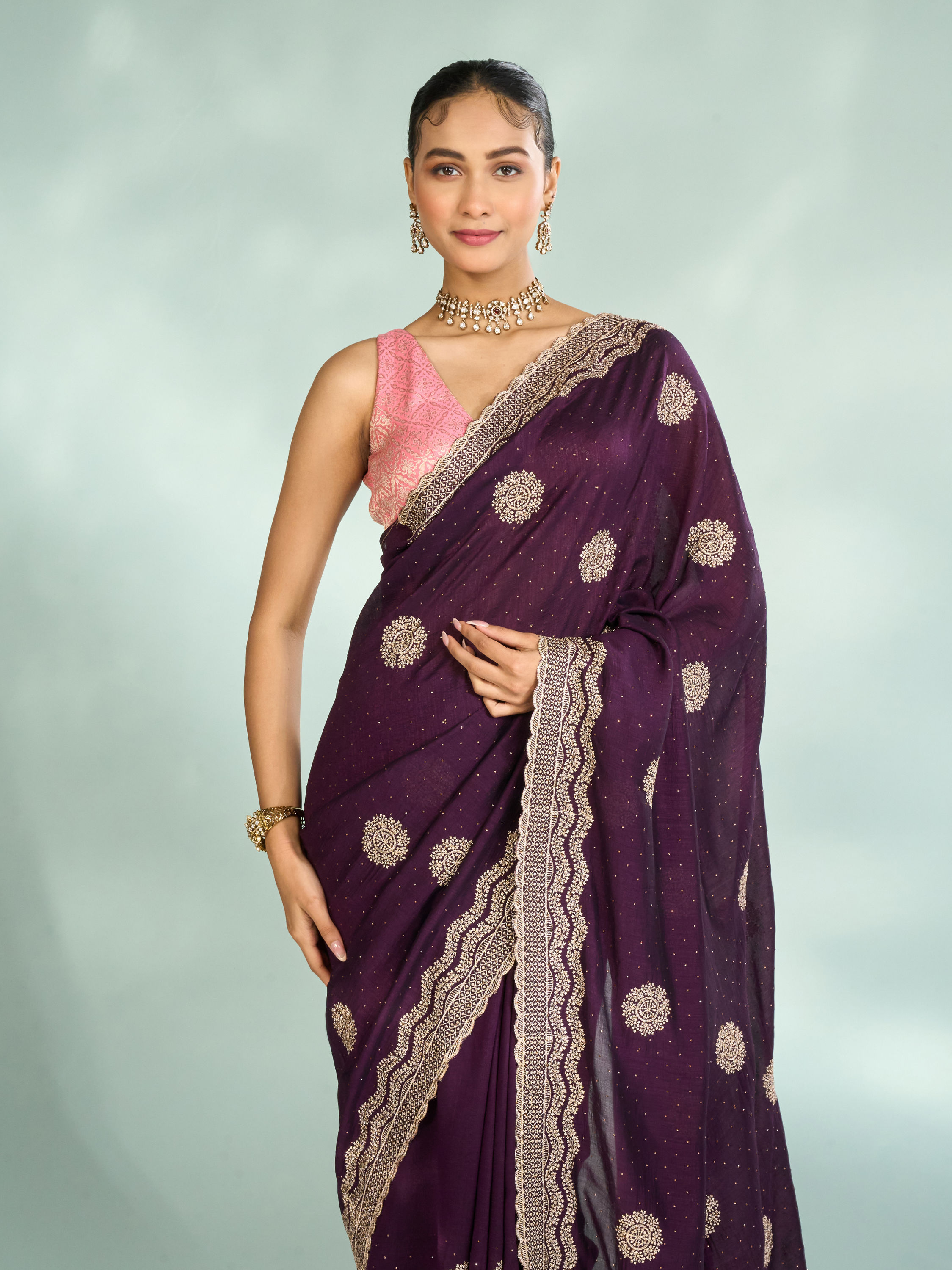 Mohey Women Wine Elegance Saree