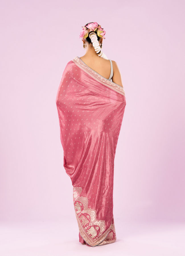 Mohey Women Pink Art Silk Saree