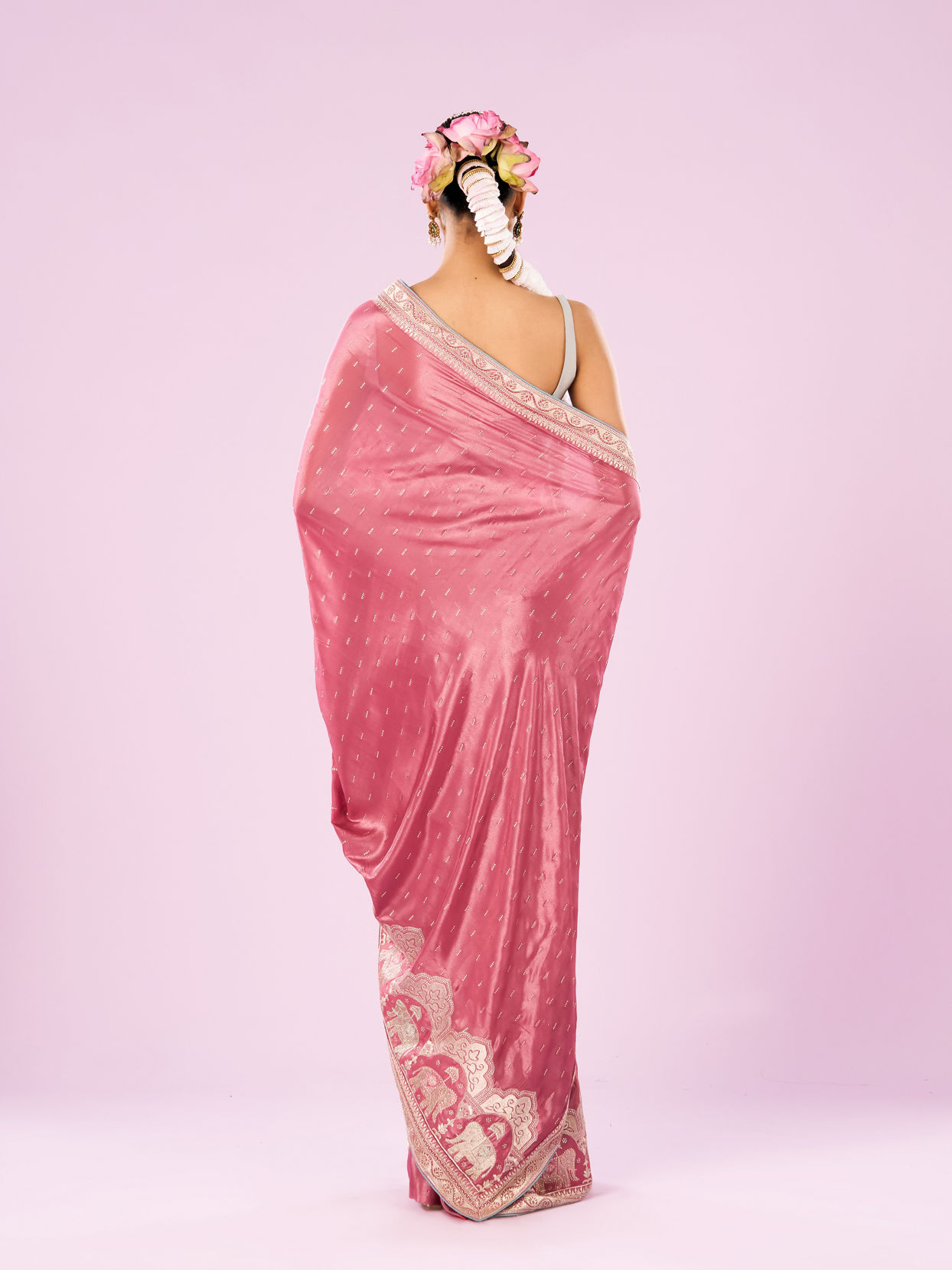 Mohey Women Pink Art Silk Saree