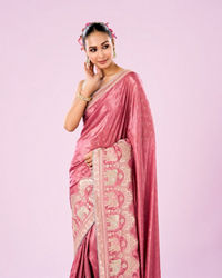 Mohey Women Pink Art Silk Saree