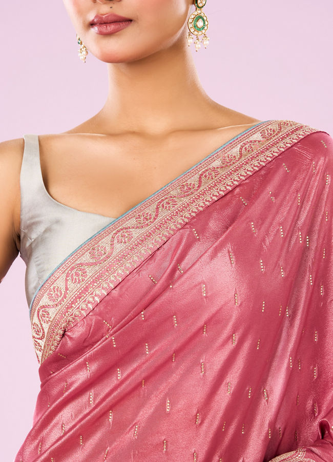 Mohey Women Pink Art Silk Saree