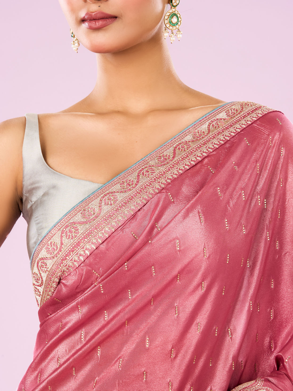Mohey Women Pink Art Silk Saree