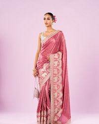 Mohey Women Pink Art Silk Saree