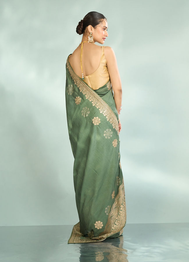 Mohey Women Pista Green Opulence Saree