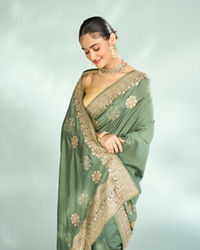 Mohey Women Pista Green Opulence Saree