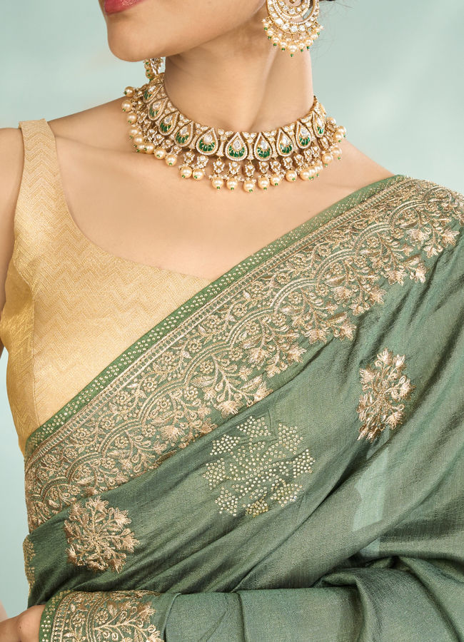 Mohey Women Pista Green Opulence Saree