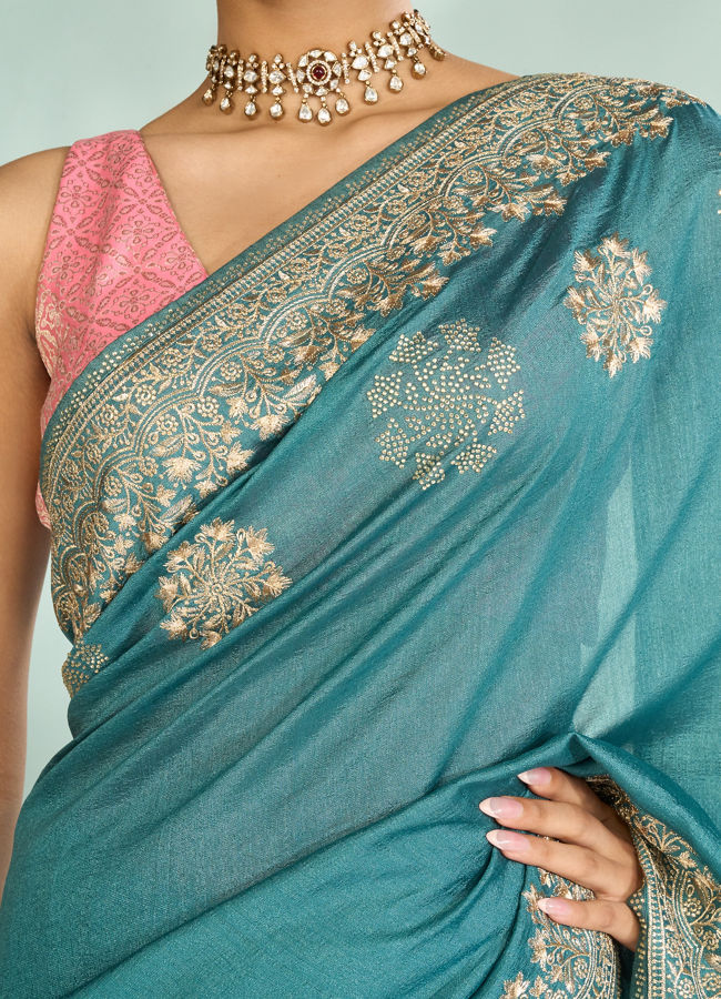 Mohey Women Elegant Light Blue Saree