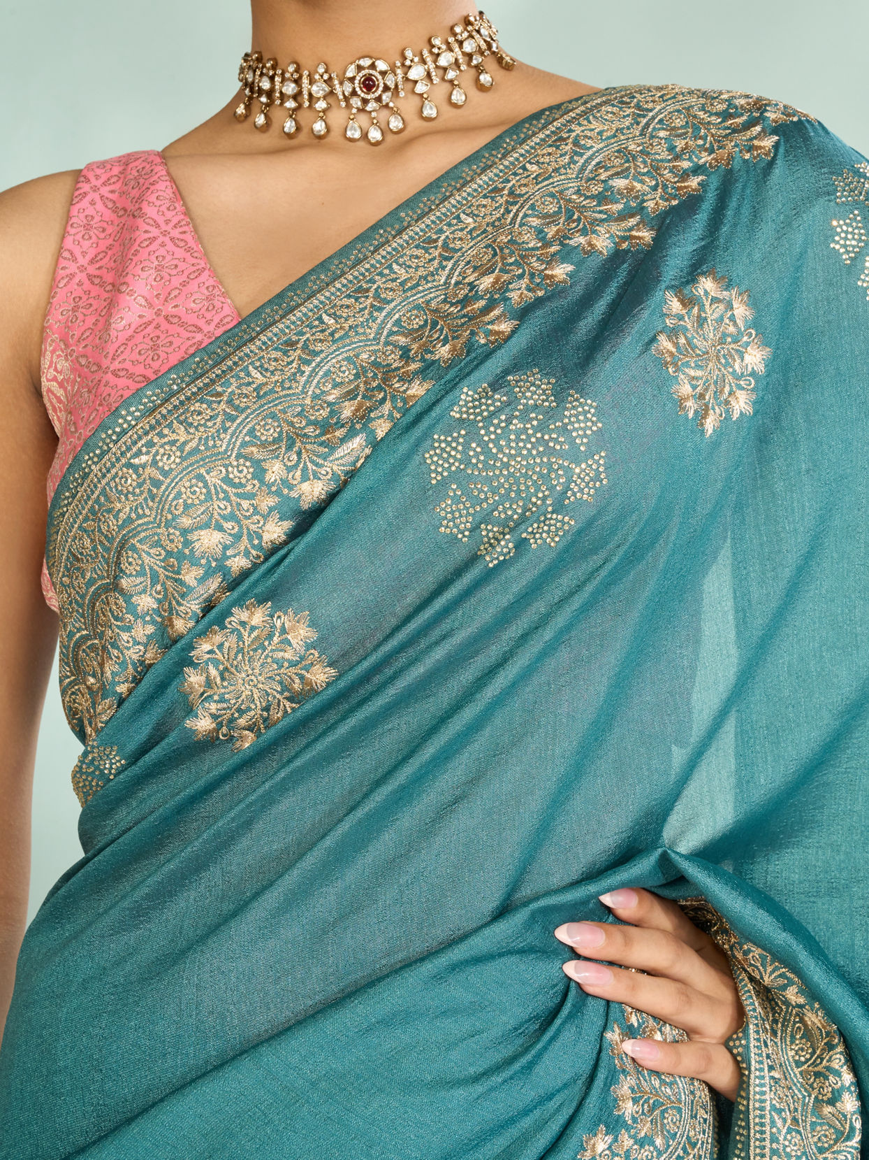 Mohey Women Elegant Light Blue Saree