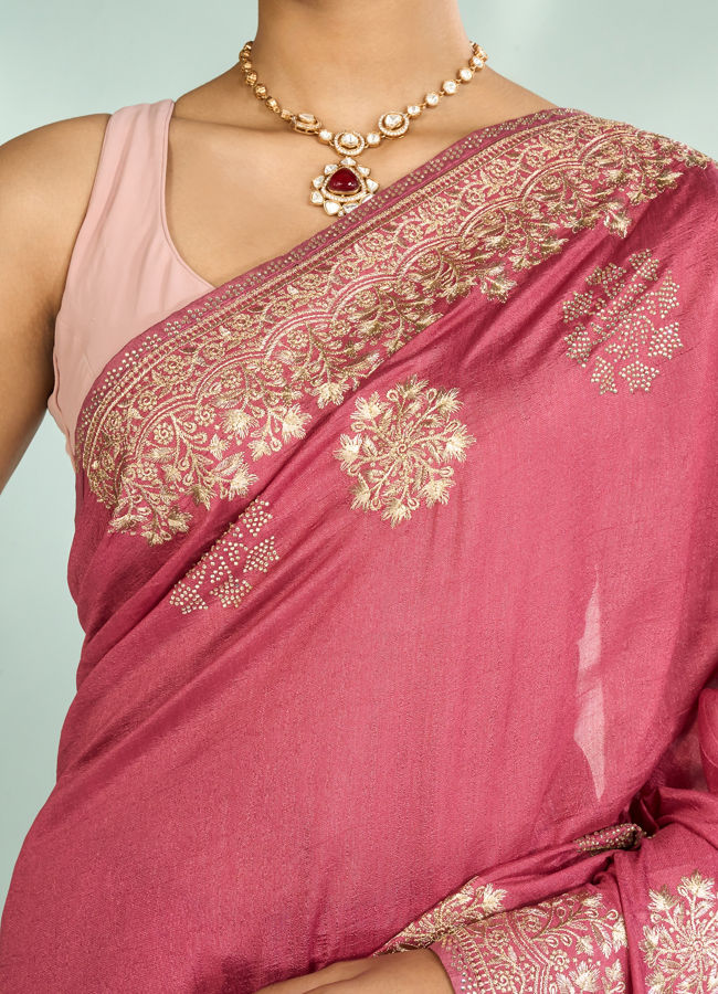 Mohey Women Pink Elegance Saree