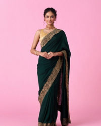 Mohey Women Bottle Green Lush Saree
