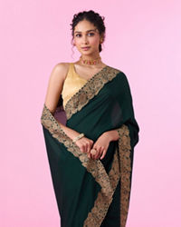 Mohey Women Bottle Green Lush Saree