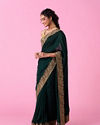 Mohey Women Bottle Green Lush Saree