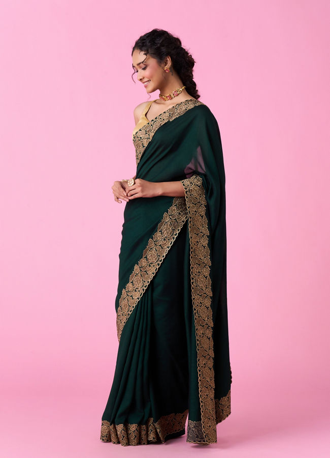 Mohey Women Bottle Green Lush Saree