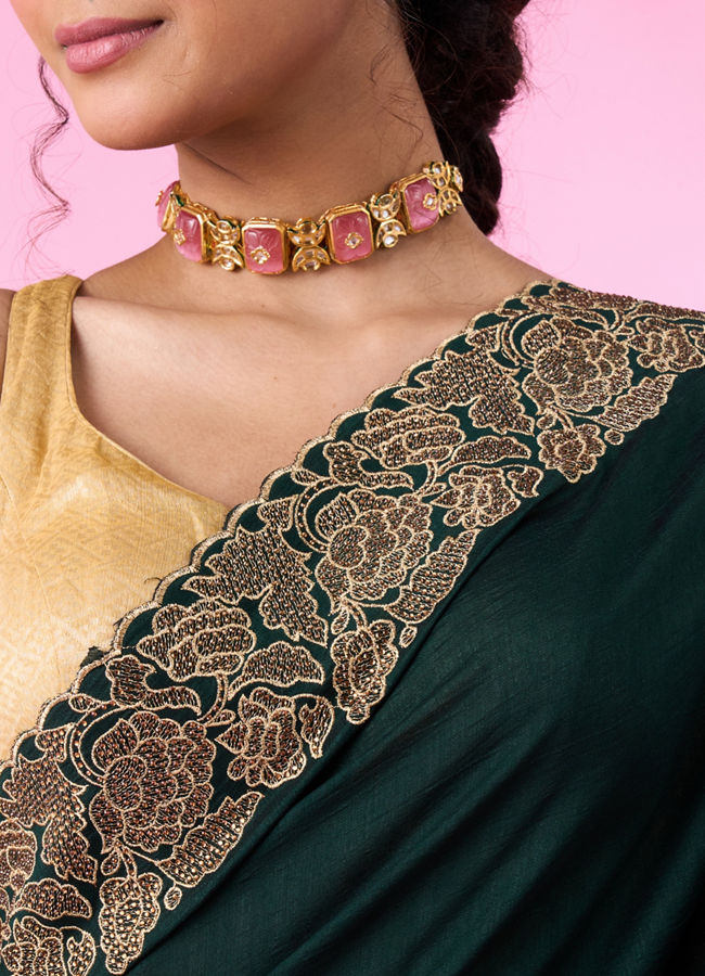 Mohey Women Bottle Green Lush Saree