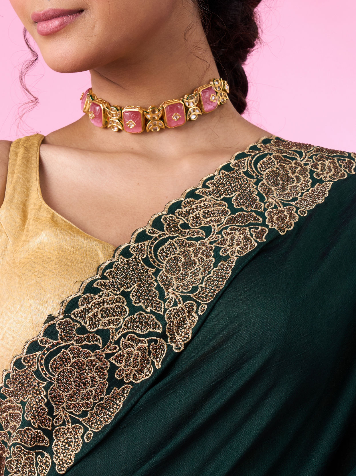 Mohey Women Bottle Green Lush Saree