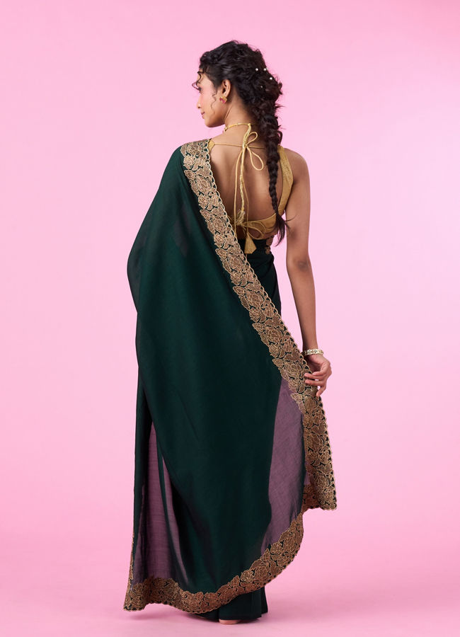 Mohey Women Bottle Green Lush Saree