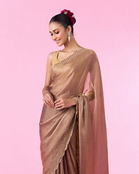 Mohey Women Organza Fantasy Fawn Saree