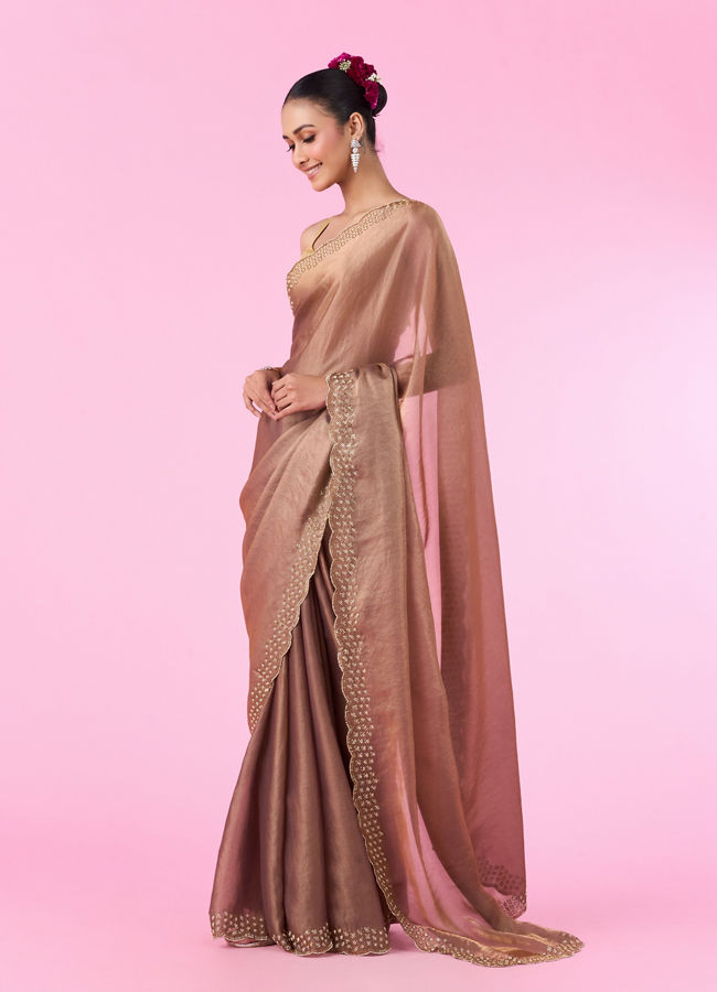 Mohey Women Organza Fantasy Fawn Saree