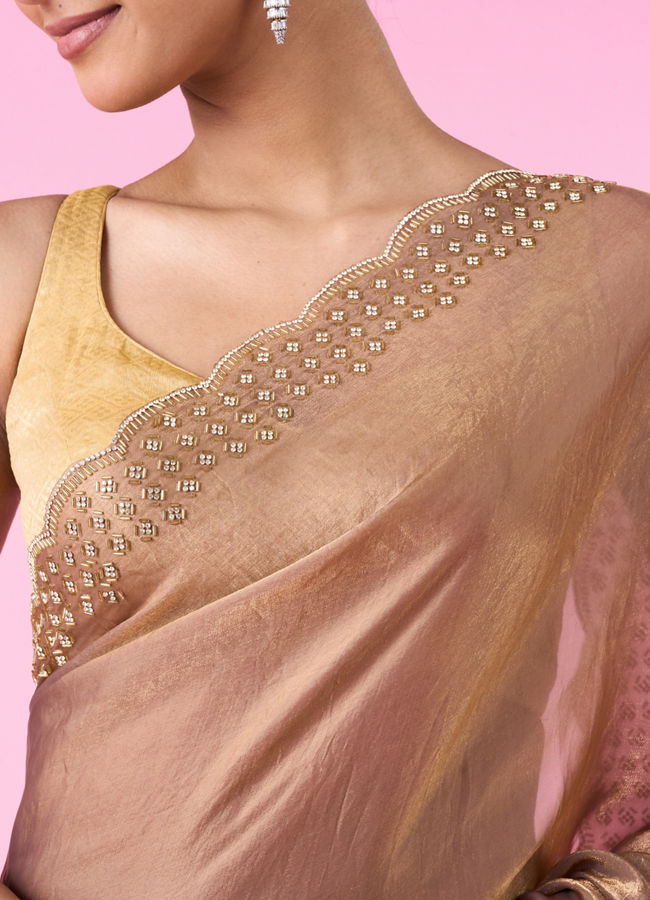 Mohey Women Organza Fantasy Fawn Saree