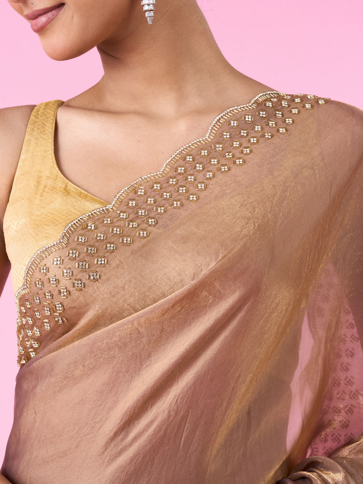 Mohey Women Organza Fantasy Fawn Saree