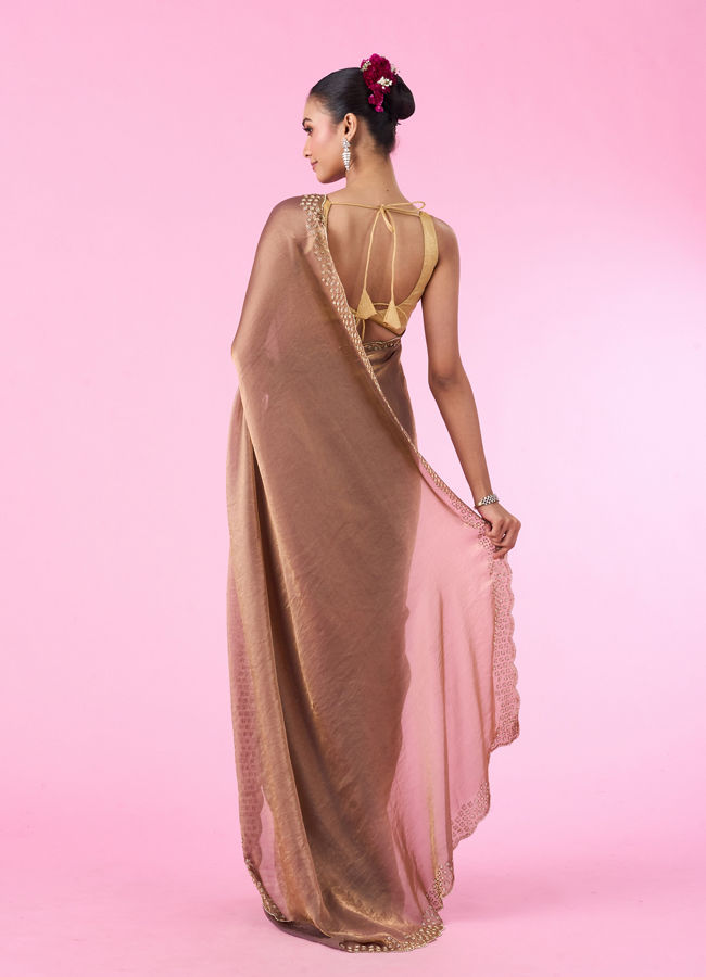 Mohey Women Organza Fantasy Fawn Saree