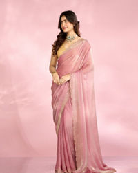 Mohey Women Dusty Pink Organza Saree