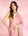 Mohey Women Dusty Pink Organza Saree