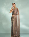 Mohey Women Elegant Grey Chinon Saree