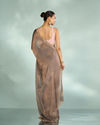 Mohey Women Elegant Grey Chinon Saree