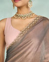Mohey Women Elegant Grey Chinon Saree