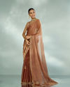 Mohey Women Elegant Rust Red Chinon Saree