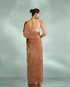 Mohey Women Elegant Rust Red Chinon Saree